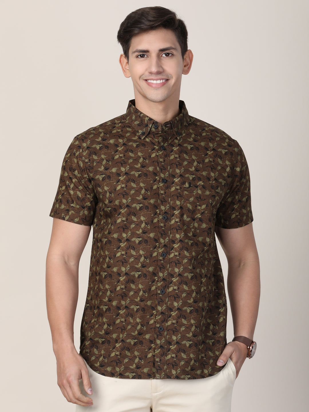 Marine Print Shirt Half Sleeves