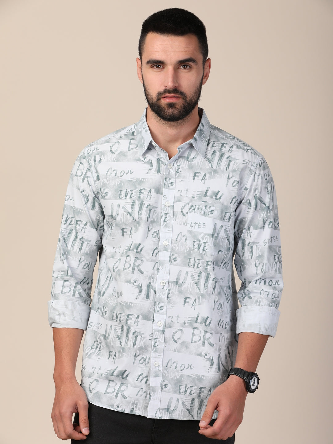 Men Classic Slim Fit Printed Casual Pure Cotton Shirt