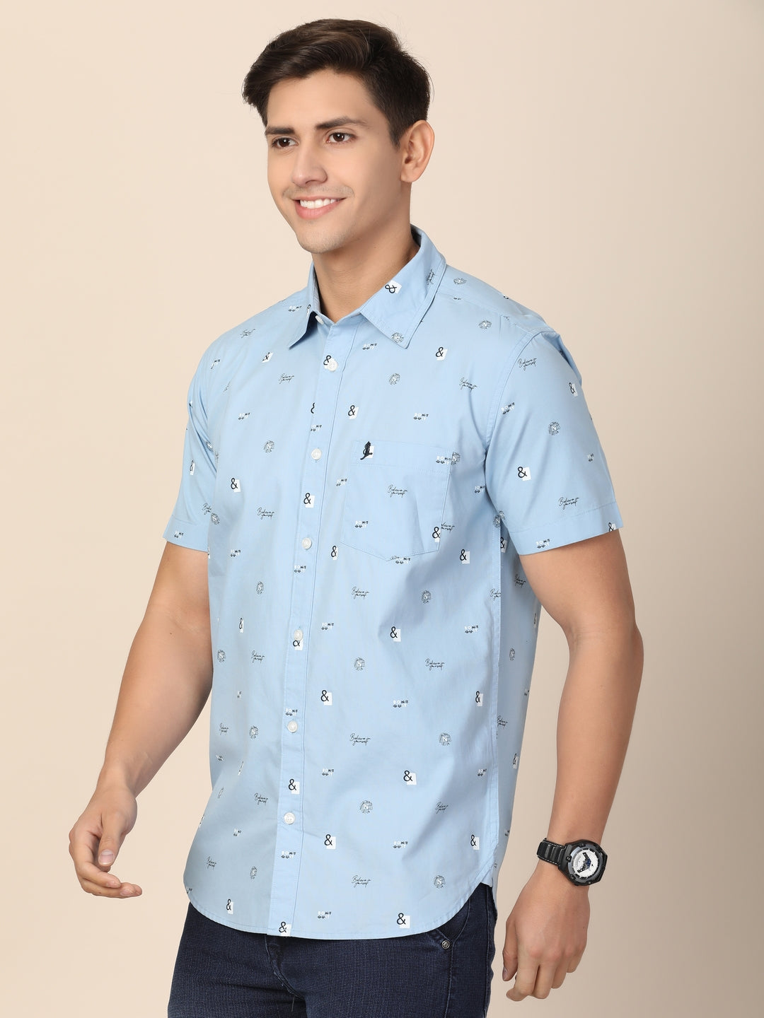 Marine Print Shirt Half Sleeves