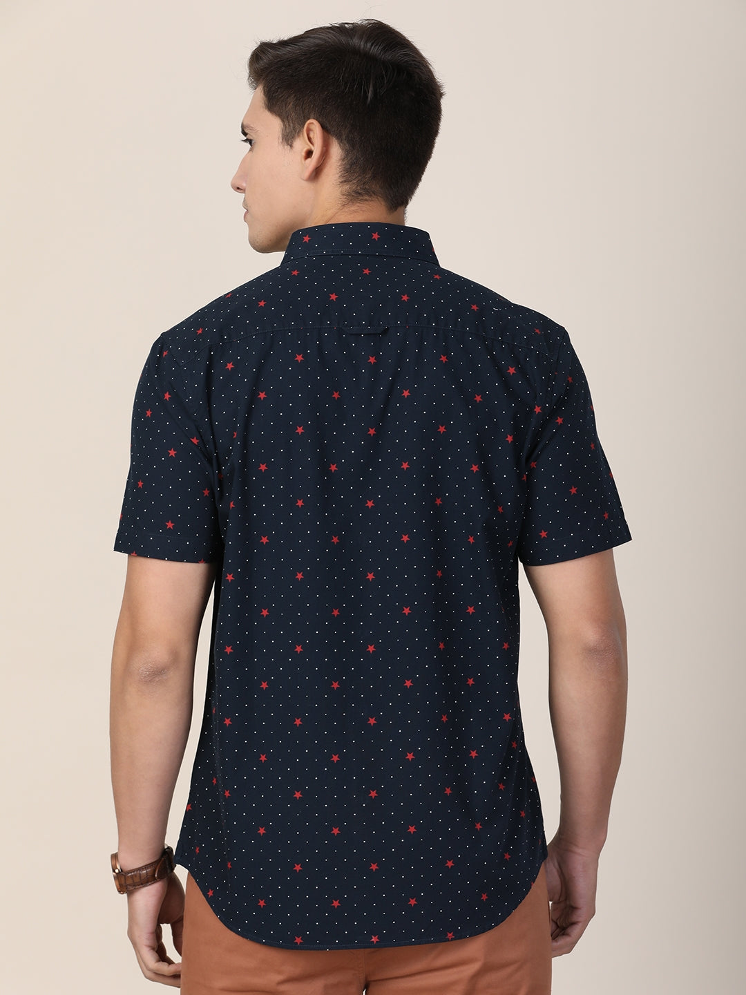 Men Blue Classic Slim Fit Printed Casual Shirt