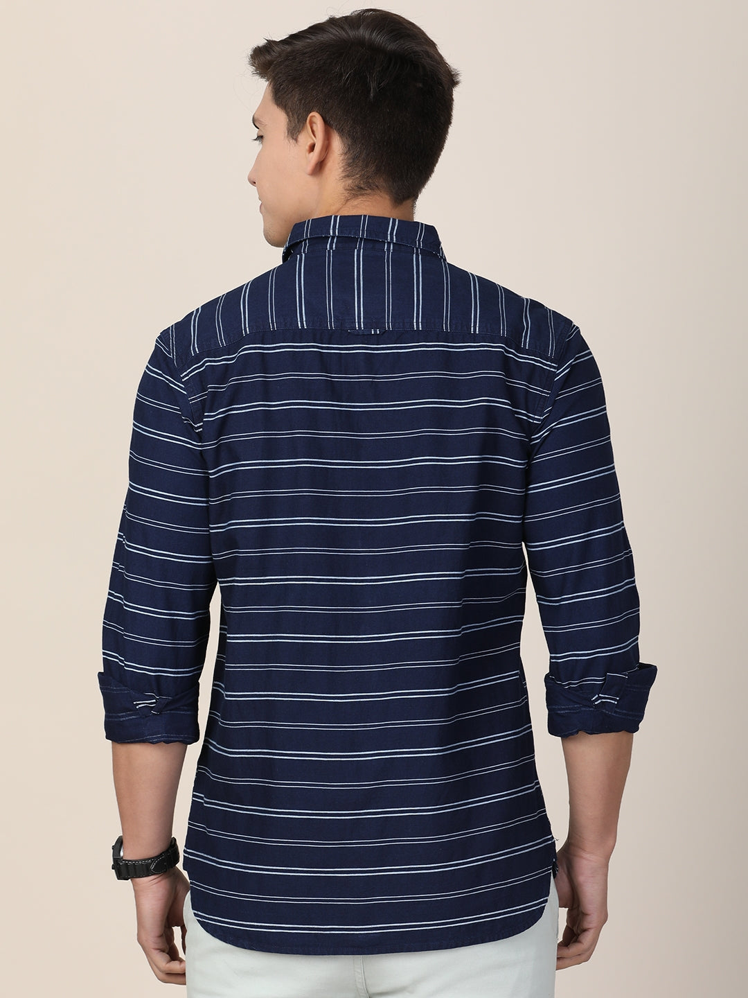 Mens Indigo Stripe Shirts Full Sleeves