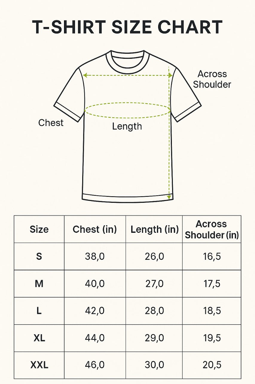 Size Chart for T-Shirts