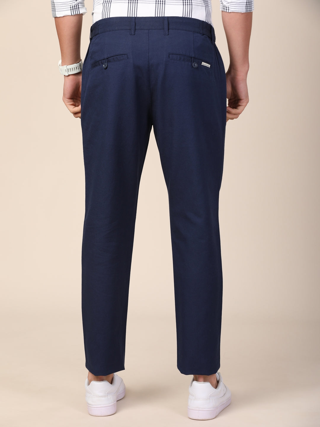 MERCHANT MARINE Men Navy Blue Chinos Trousers