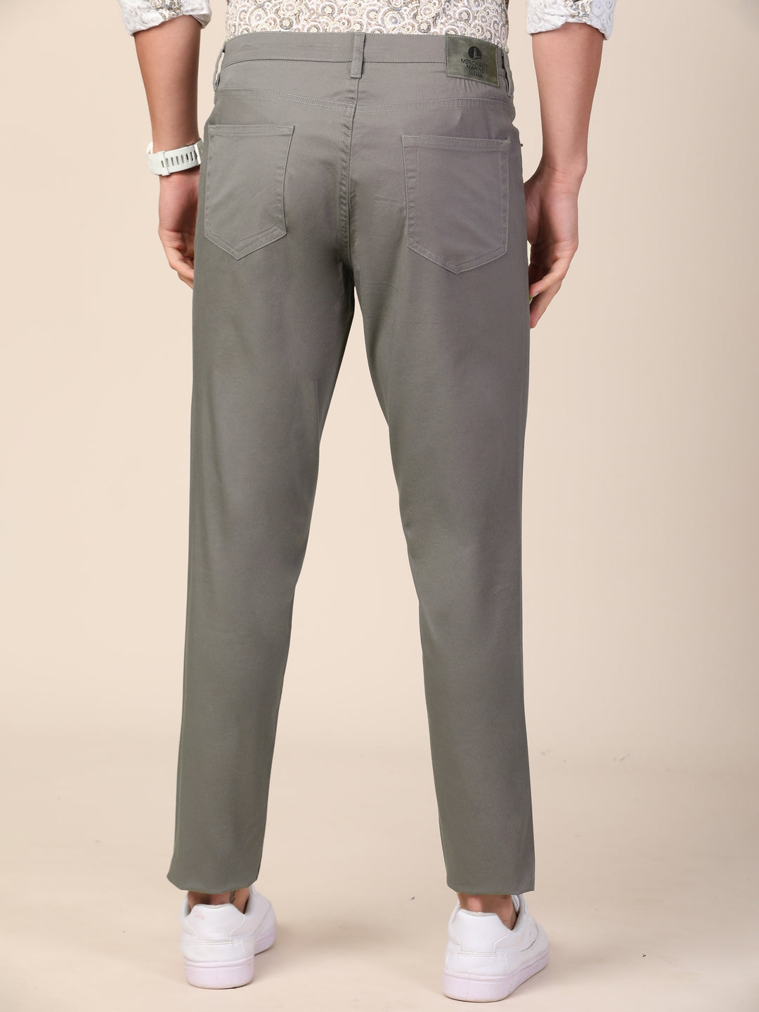 MERCHANT MARINE Men Grey Slim Fit Trousers