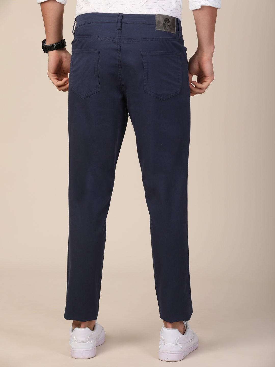MERCHANT MARINE Men Blue Slim Fit Trousers