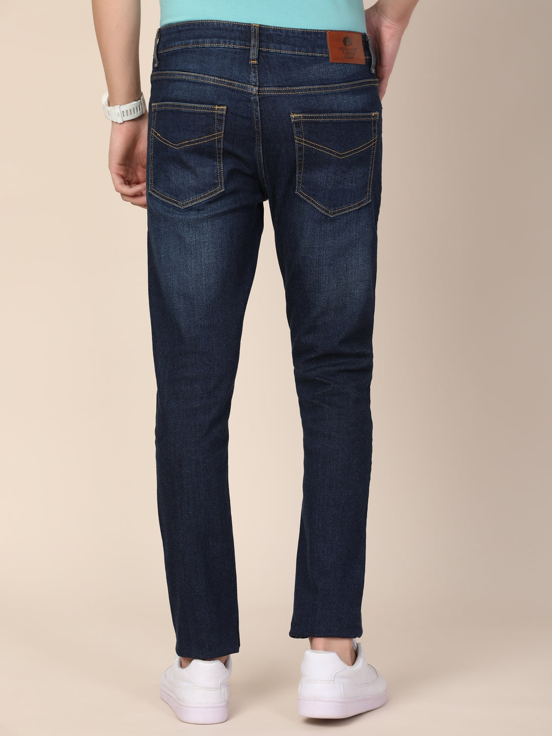 MERCHANT MARINE Men Navy Blue Slim Fit Light Fade Jeans