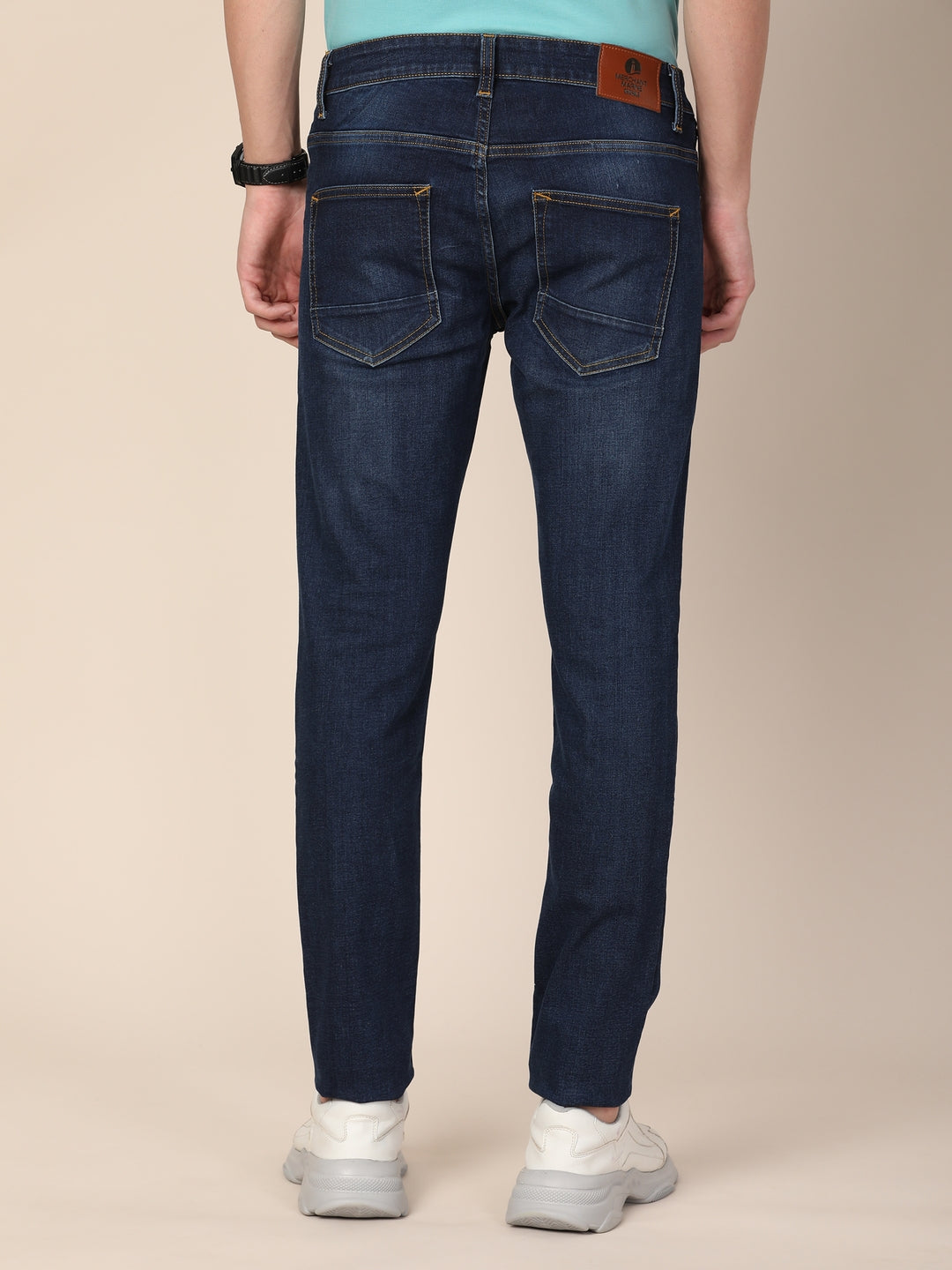 MERCHANT MARINE Men Blue Slim Fit Mildly Distressed Light Fade Jeans