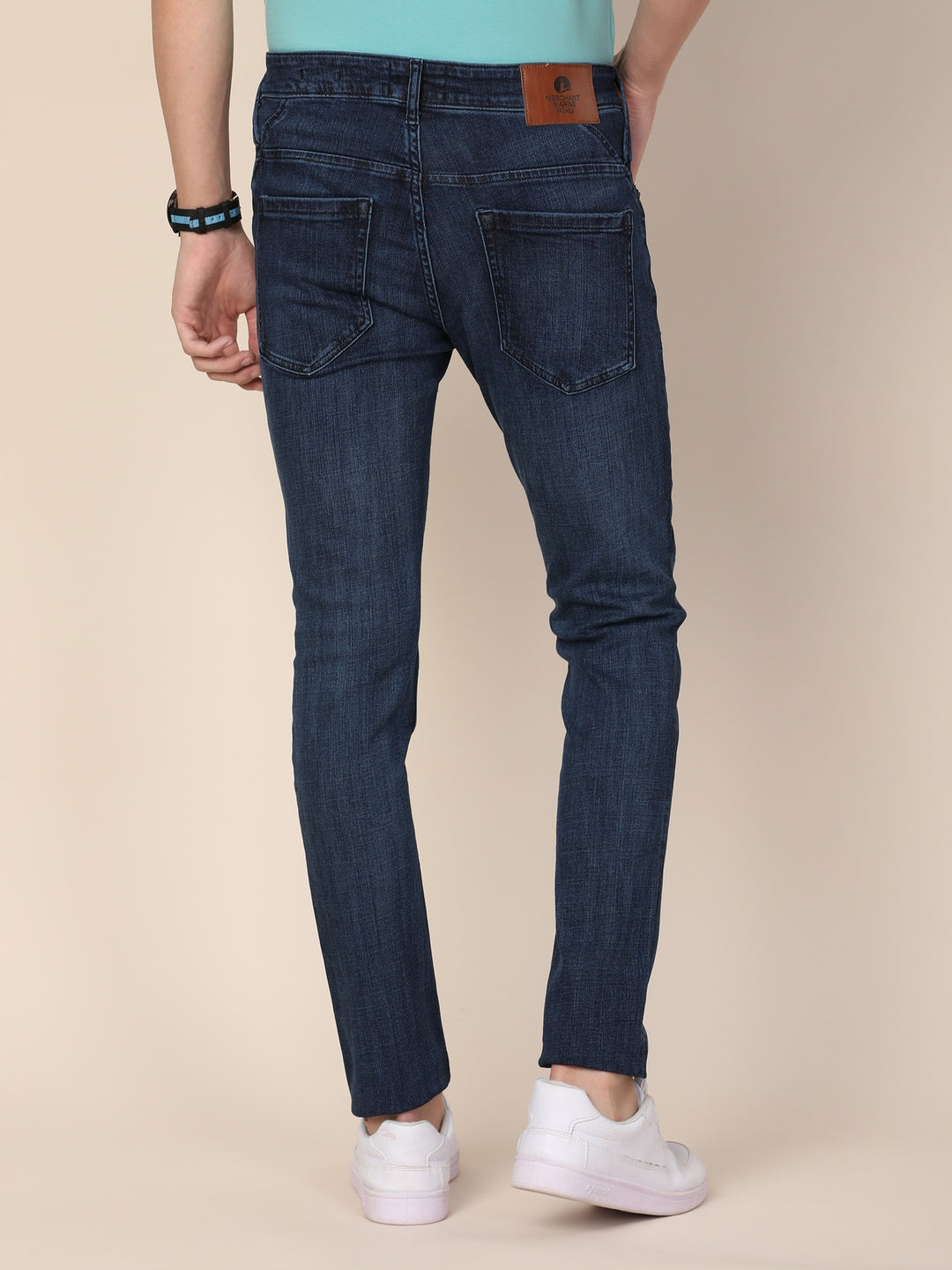 MERCHANT MARINE Men Navy Blue Slim Fit Mid-Rise Jeans