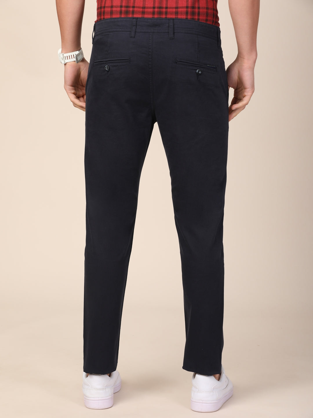 MERCHANT MARINE Men Navy Blue Slim Fit Chinos Trouser