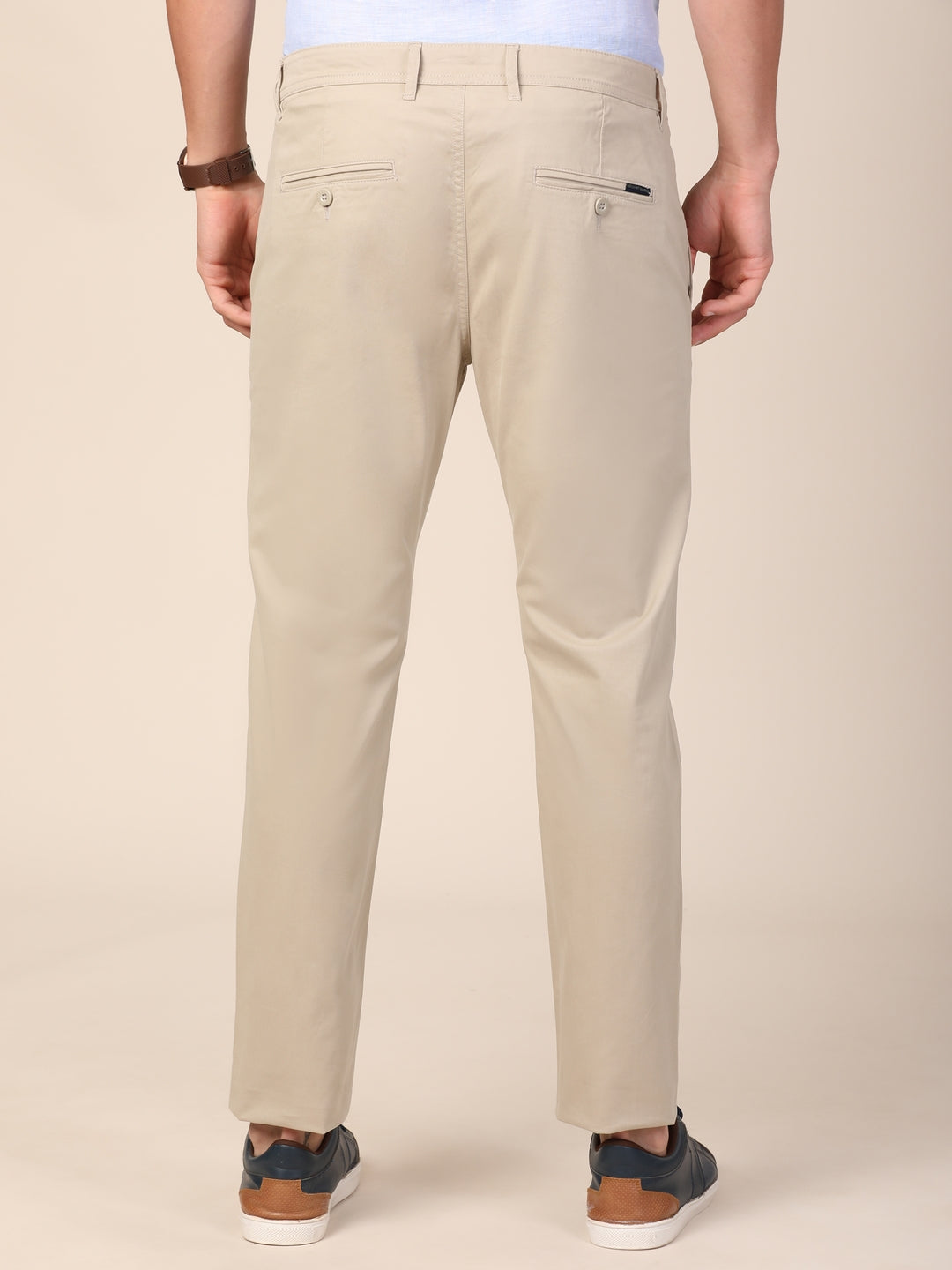 MERCHANT MARINE Men Beige Slim Fit Chinos Trousers