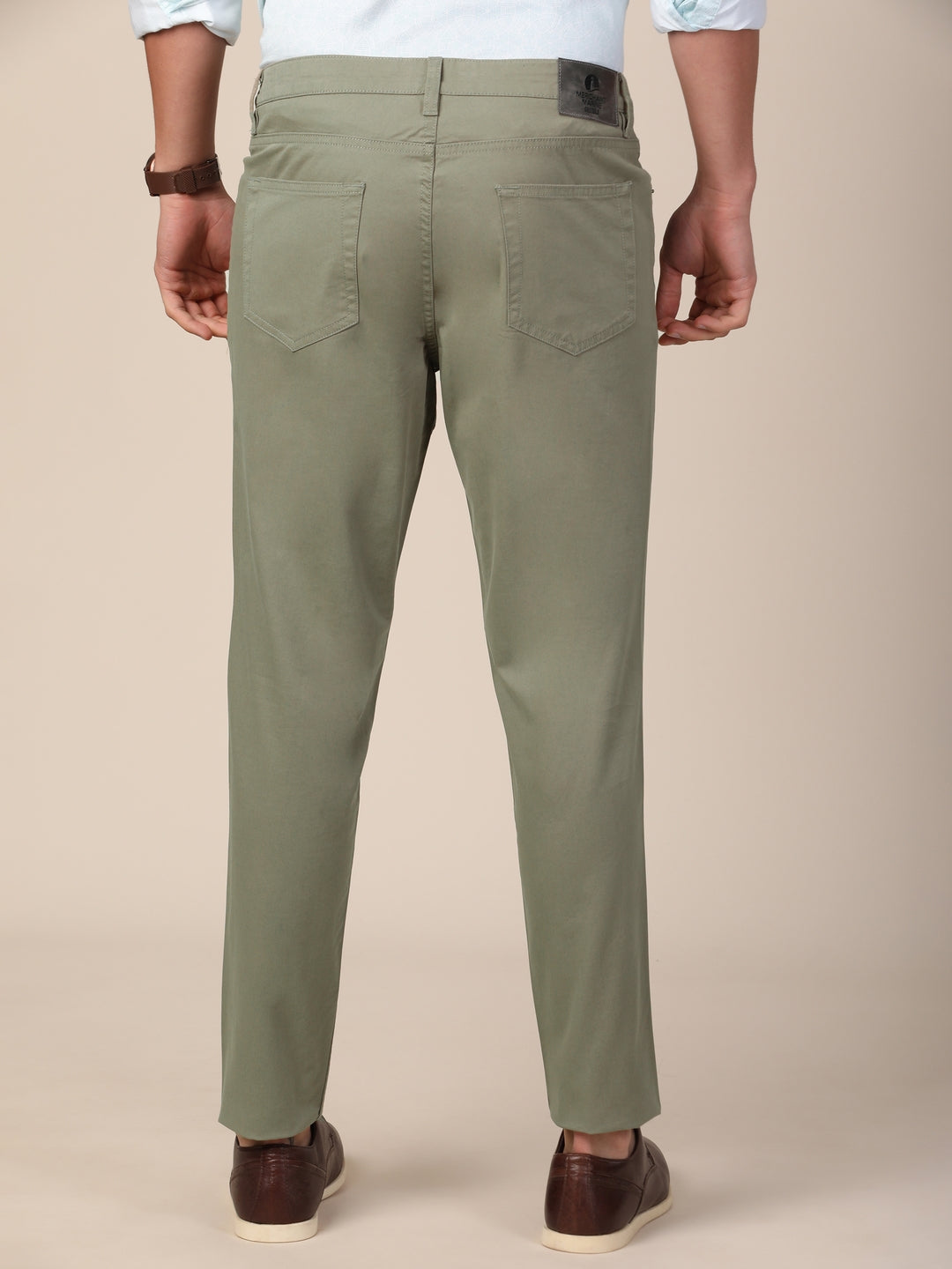 MERCHANT MARINE Men Olive Green Slim Fit Trousers