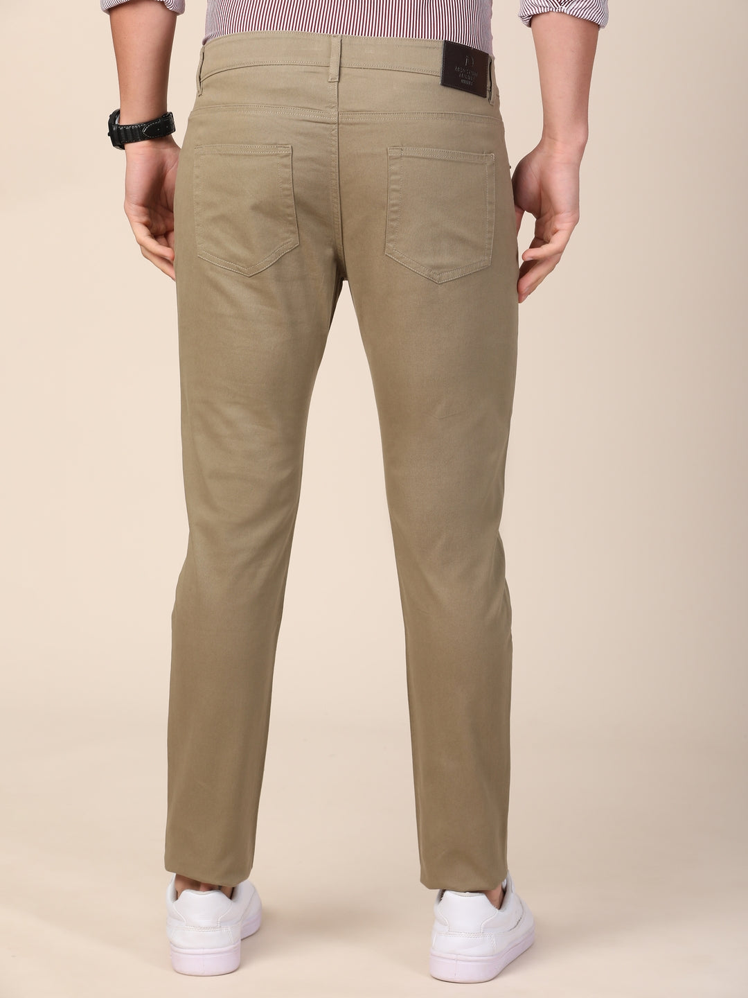 MERCHANT MARINE Men Khaki Slim Fit Solid Cotton Trousers