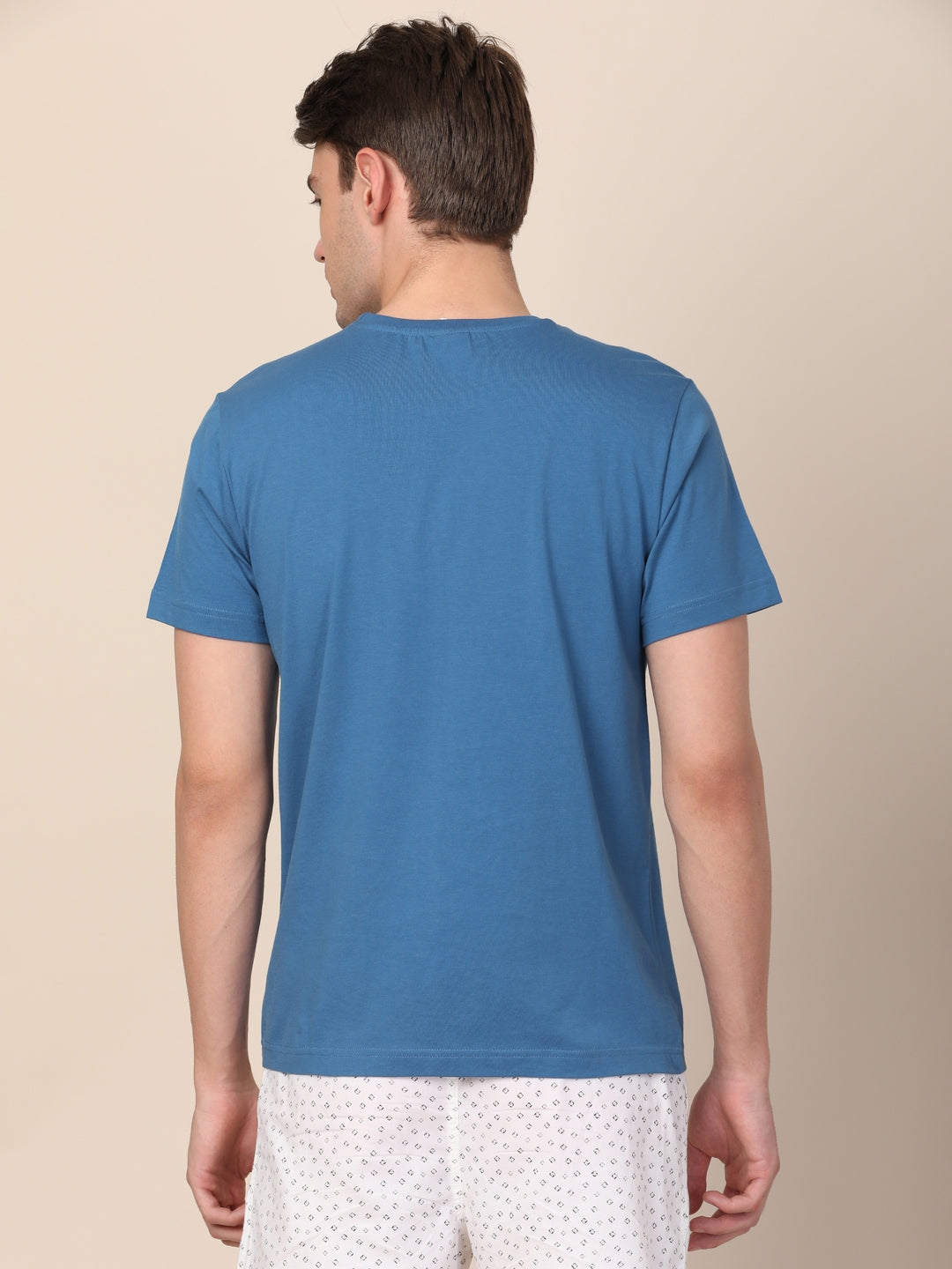 MERCHANT MARINE Men Blue Pure Cotton Casual T-shirt