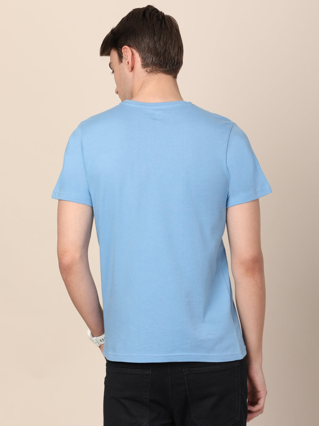 MERCHANT MARINE Men Navy Blue Pure Cotton T-shirt