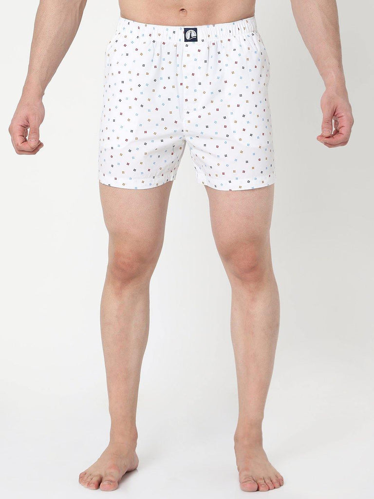 Men's Comfort Fit Boxer Shorts - Blue Multi, Green Multi & White