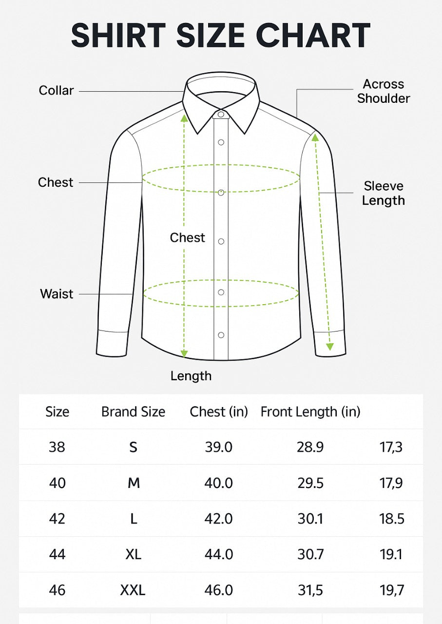 Size Chart for Shirts