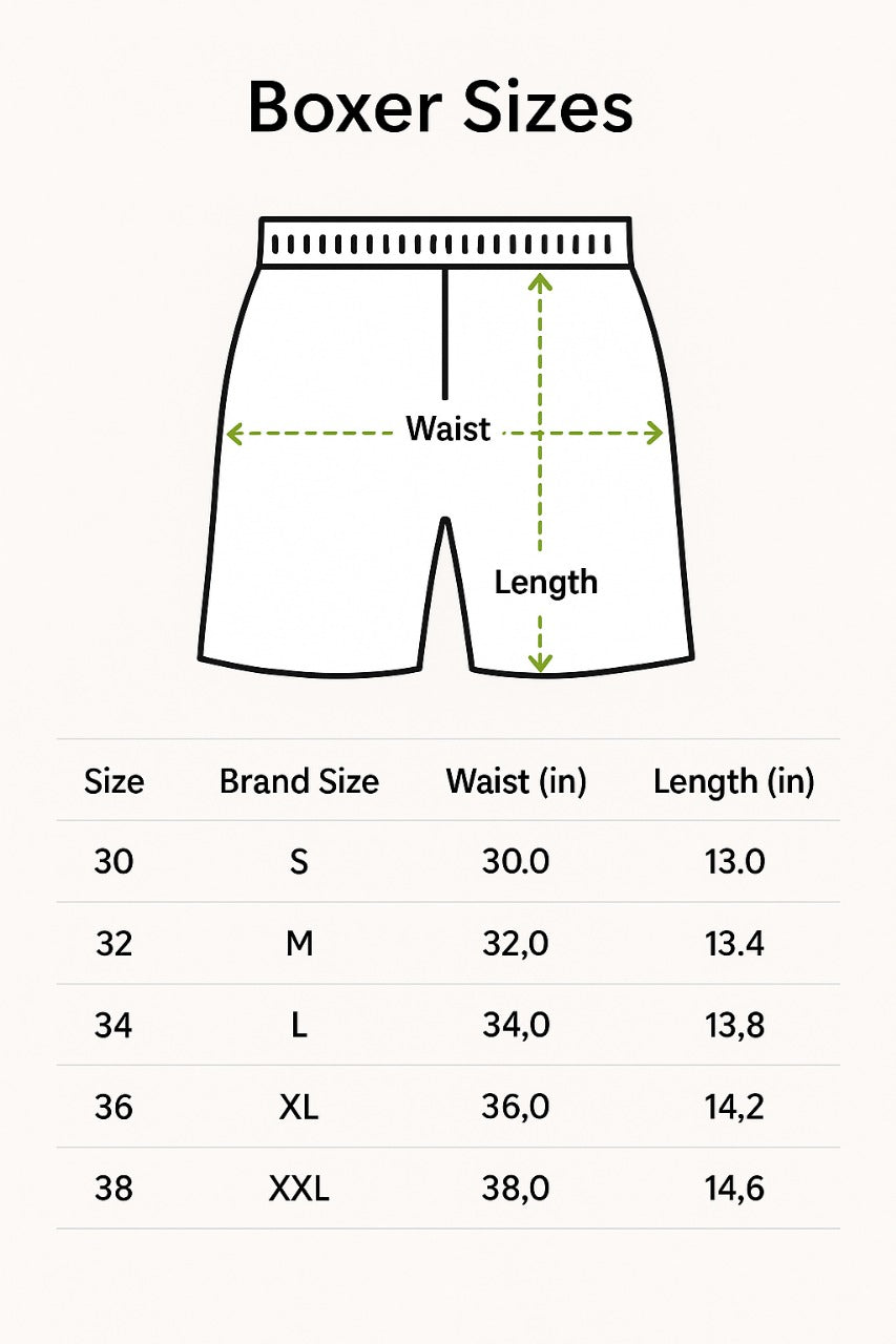 Size Chart for Boxers