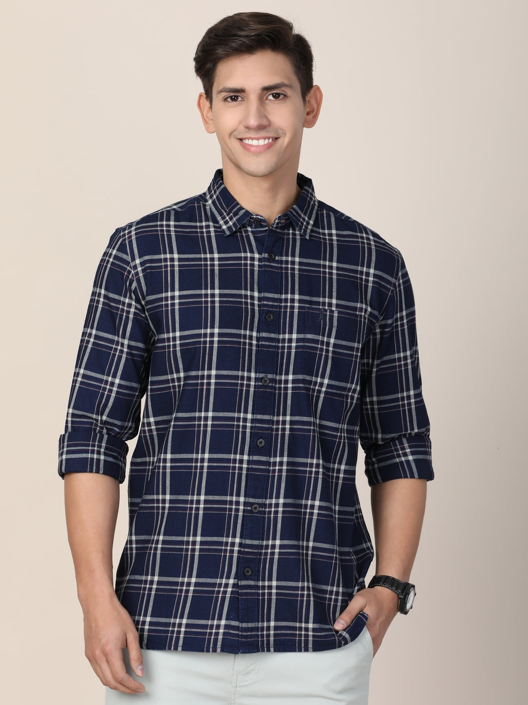 Mens Indigo Check Shirts