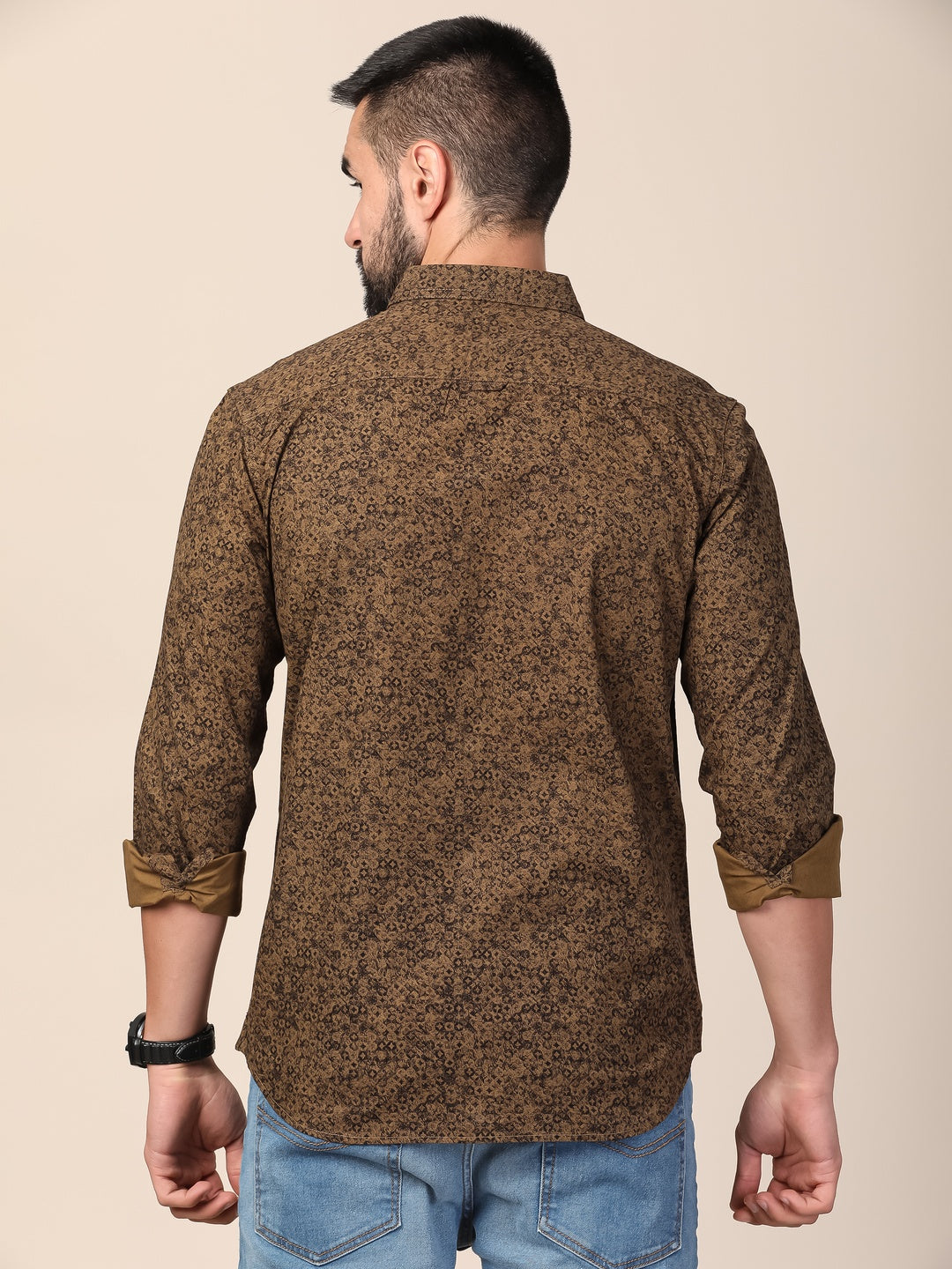 MERCHANT MARINE Men Brown & White Slim Fit Floral Printed Cotton Casual Shirt