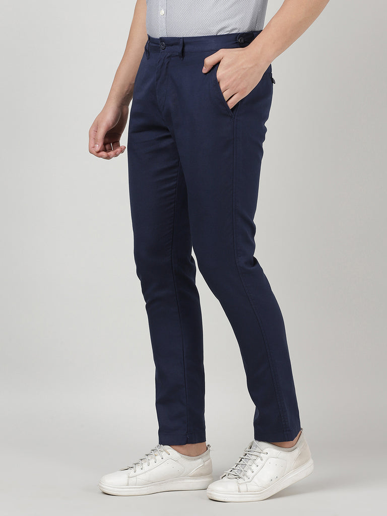 Buy Peter England Elite Men Navy Blue Slim Fit Solid Formal Trousers   Trousers for Men 13682160  Myntra