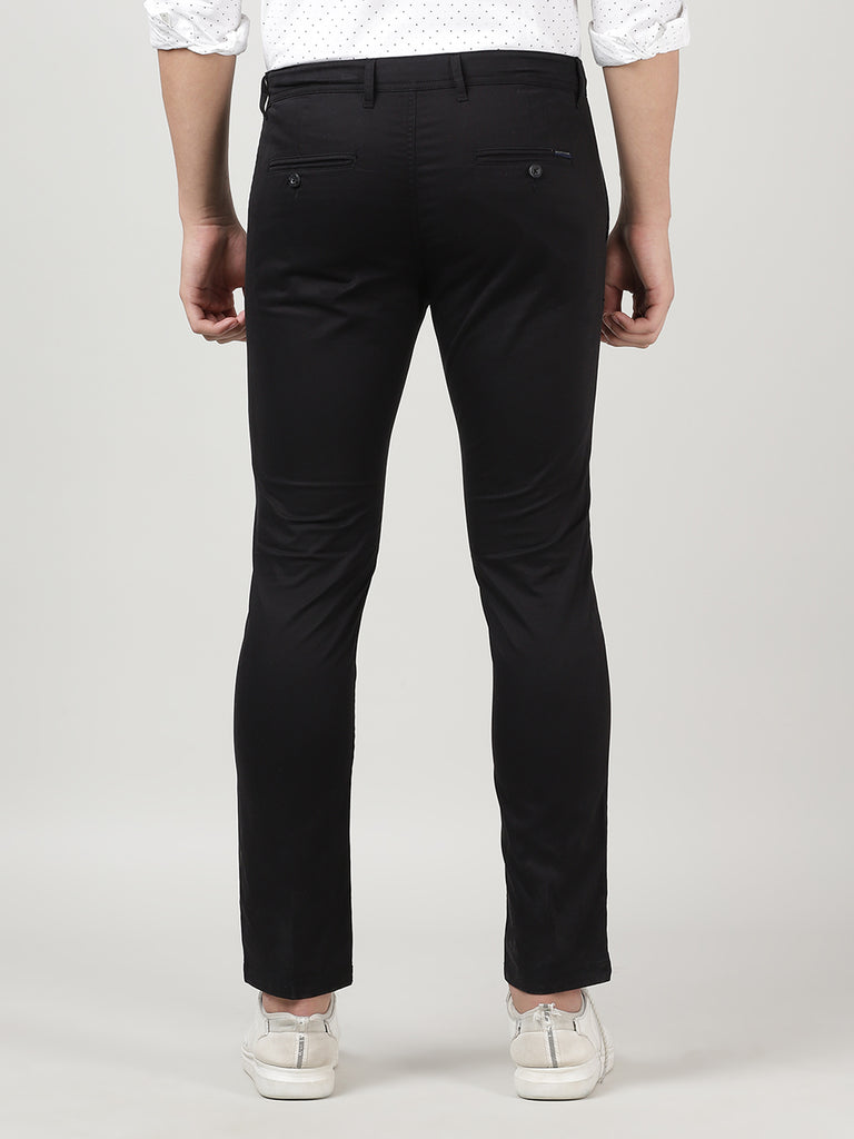 Buy Men Black Slim Fit Solid Flat Front Formal Trousers Online - 816652 |  Louis Philippe