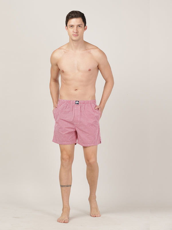 Men's Comfort Fit Boxer Shorts - Red Gingham Checks