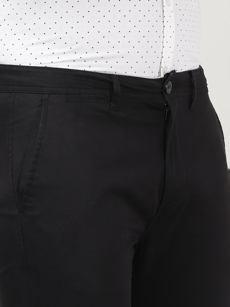 MANCREW Men's Solid Black Trousers Pack 3